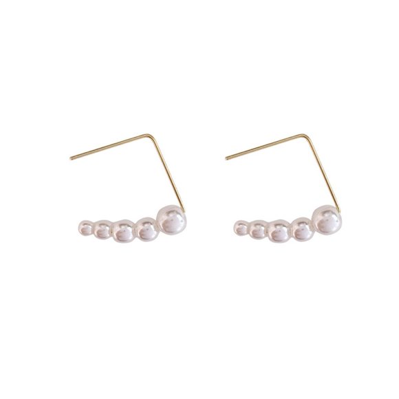 Pearls Wire Earrings Elegant Dainty - Picture 13 of 14